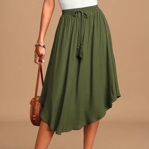 Lulu’s Olive Regatta Midi Skirt